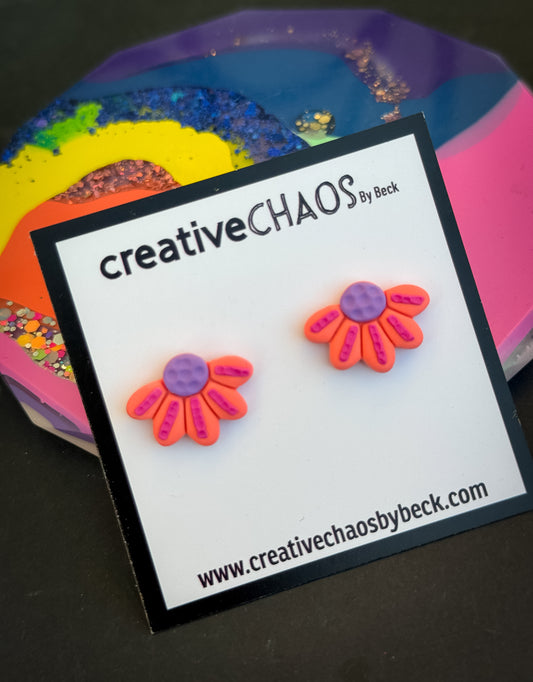 Polymer Clay Flower Stud Earrings