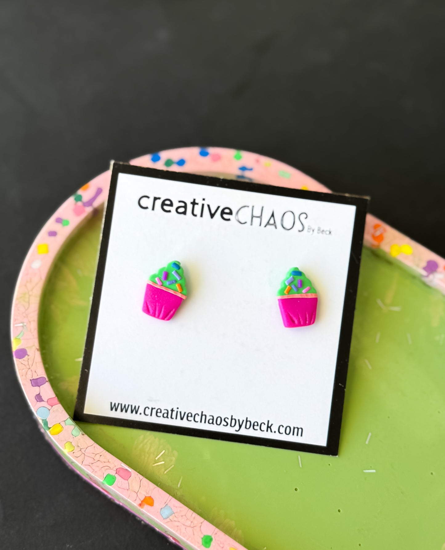 Polymer Cupcake Stud Earrings
