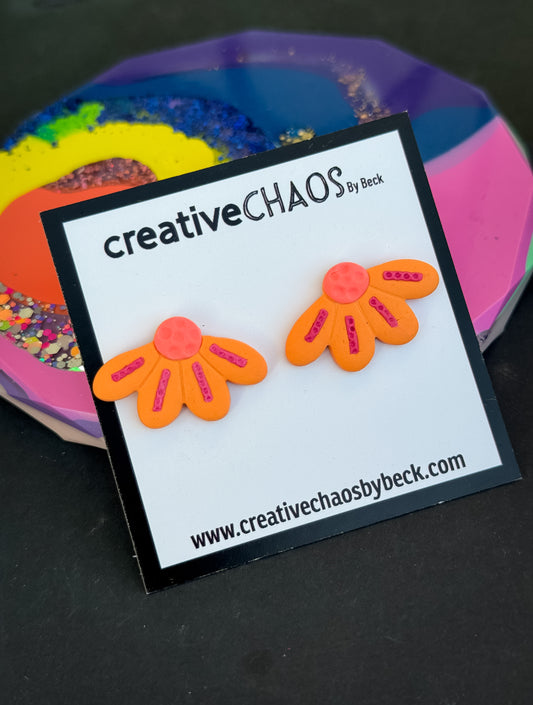 Polymer Clay 1/2 Flower Stud Earrings