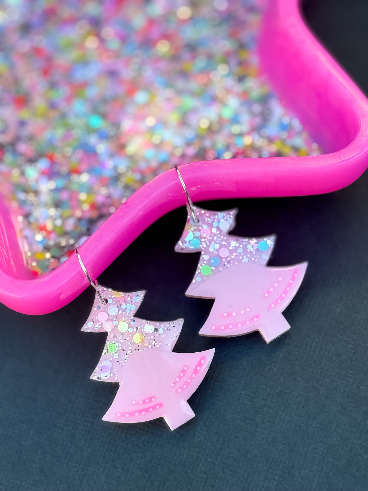 Resin Christmas Tree Hook Earrings (38)