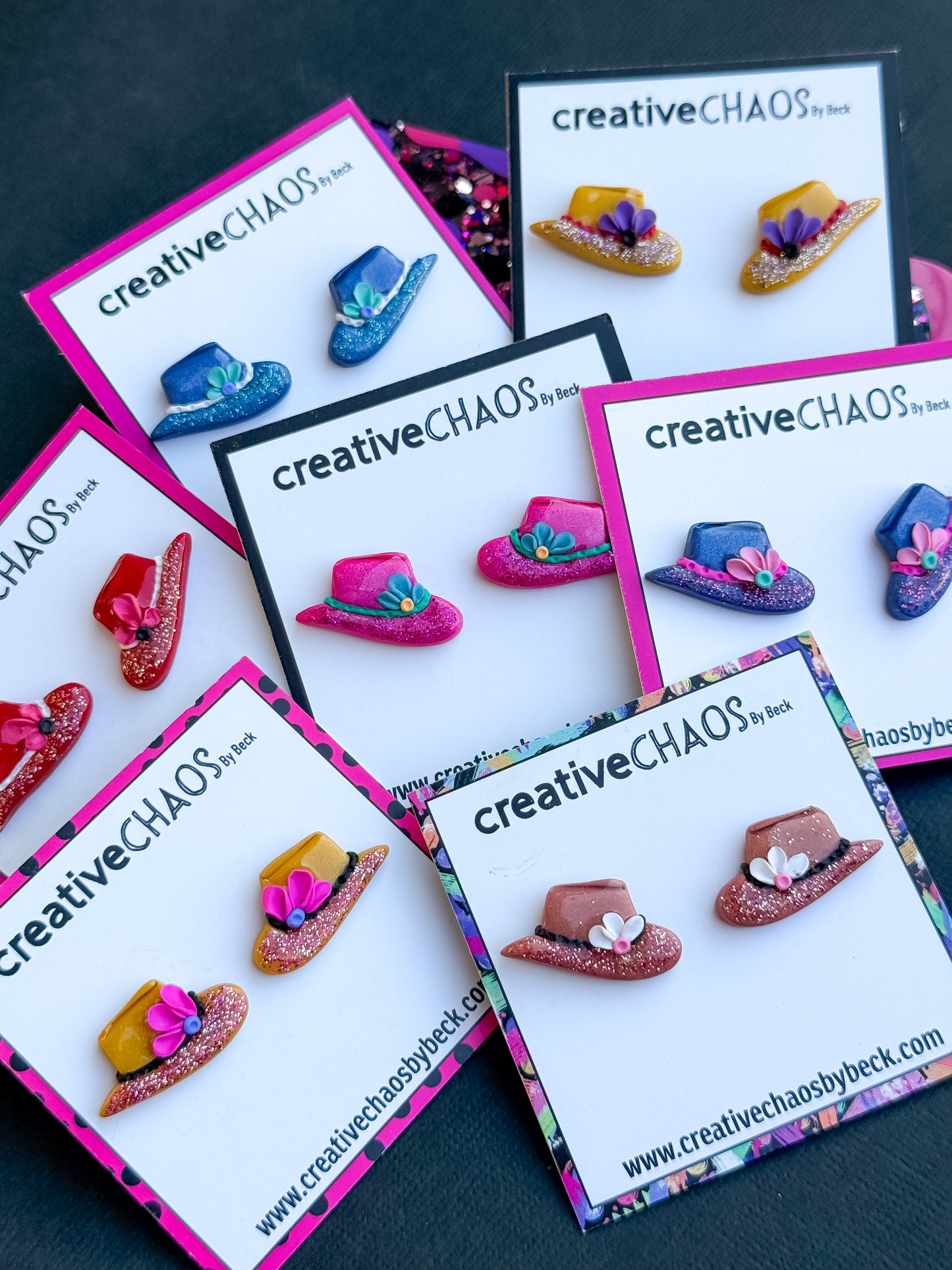Polymer Clay Cowgirl Hat Stud Earring