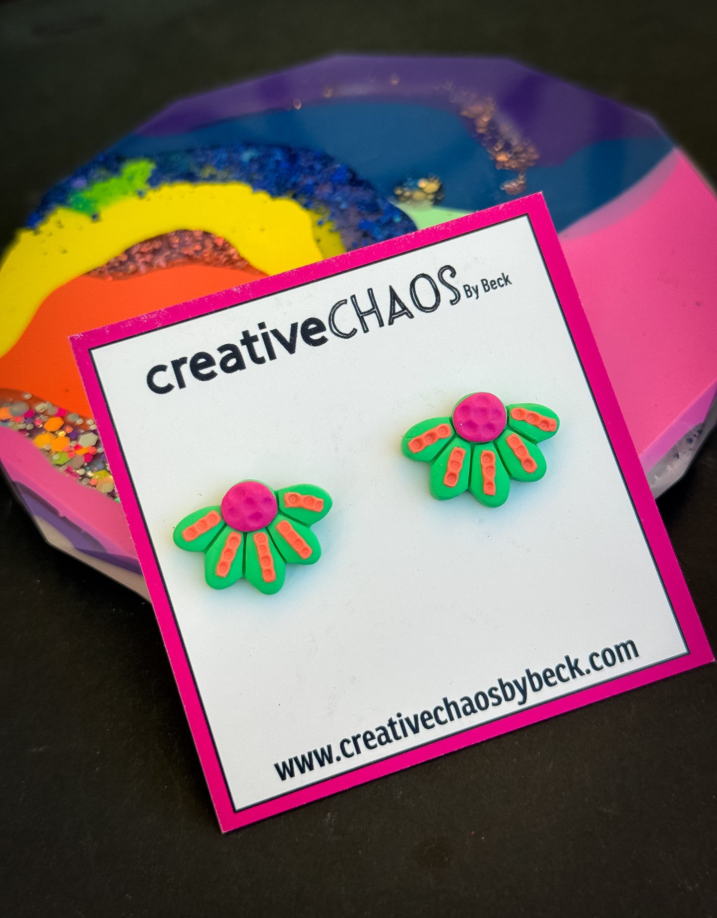 Polymer Clay Flower Stud Earrings