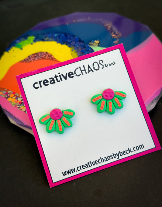 Polymer Clay Flower Stud Earrings