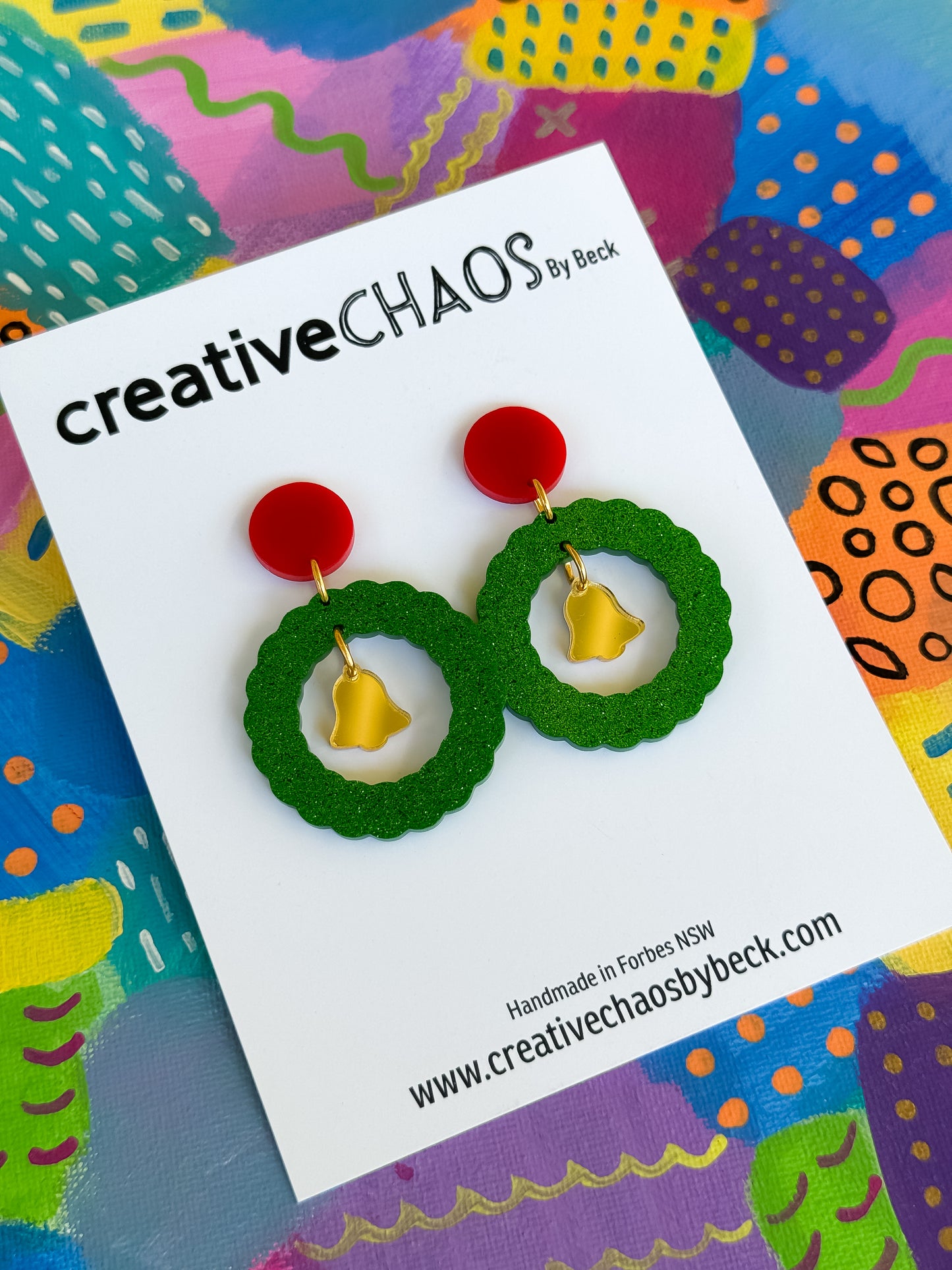 Christmas Wreath Dangle Earrings  (95)