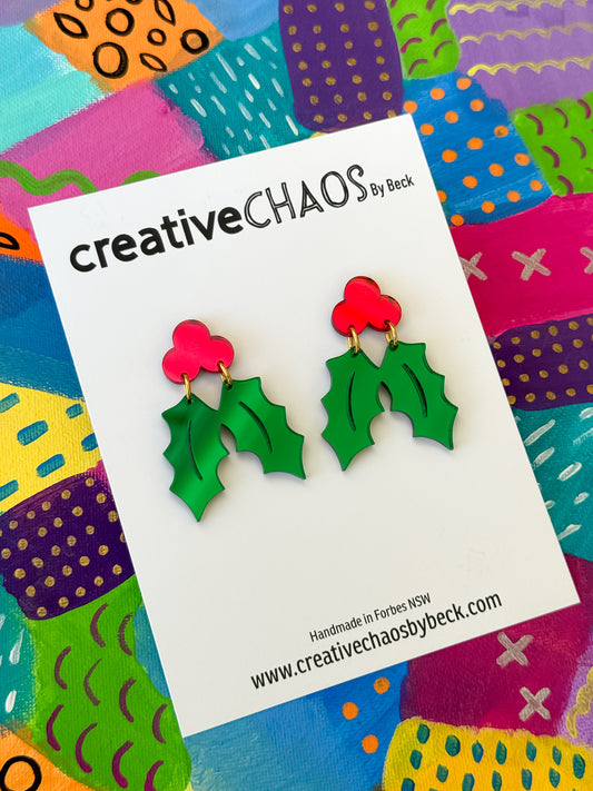 Mirrored Mistletoe Dangle Earrings  (94)