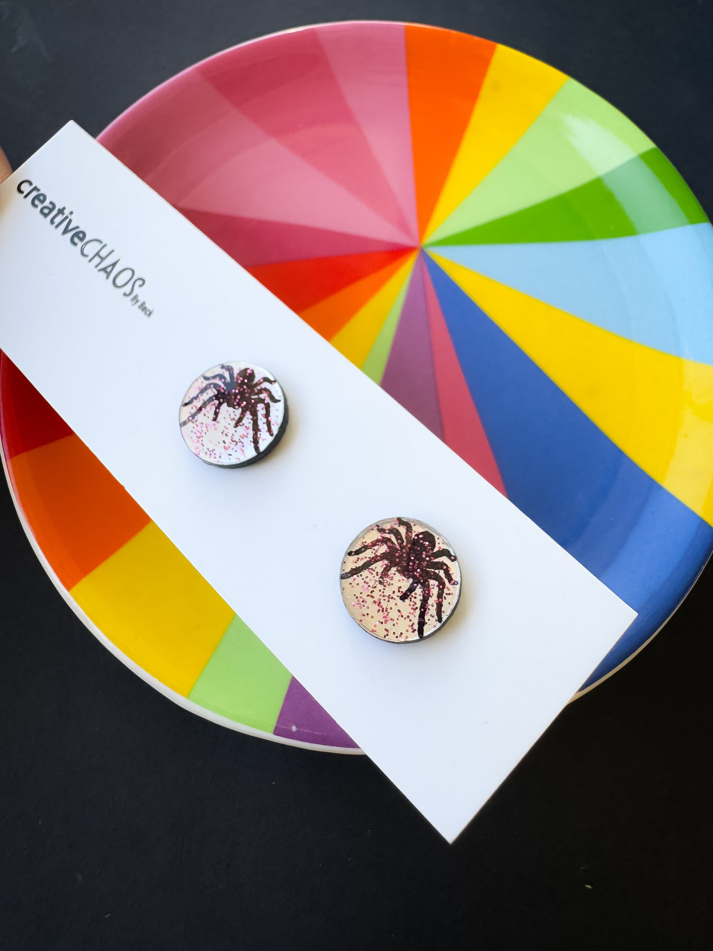 Glittering Spider Acrylic Stud (18)