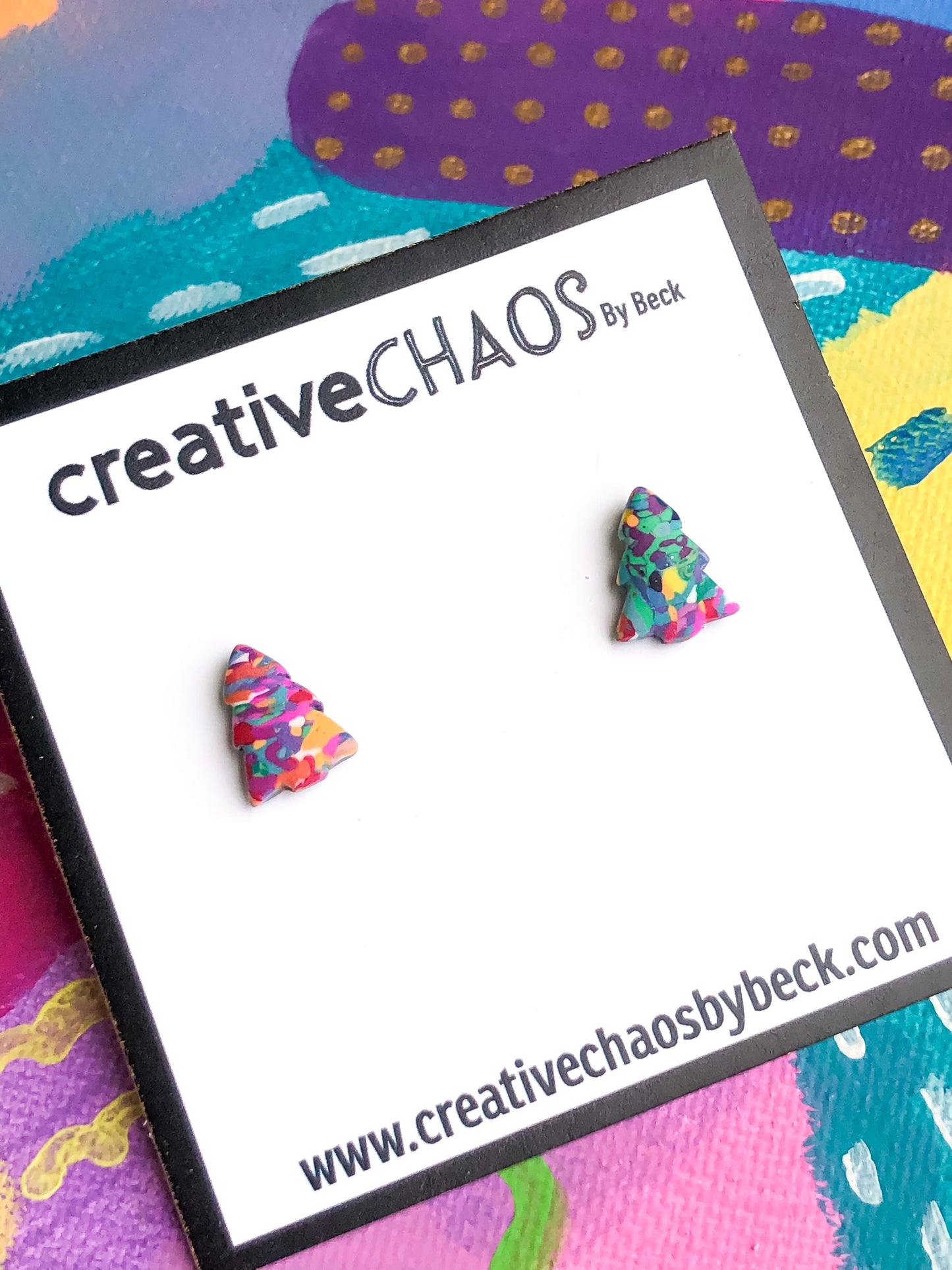 Polymer Clay Mini Christmas Tree Stud Earrings (89)