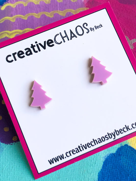 Mini Acrylic Christmas Tree Stud Earring (115)