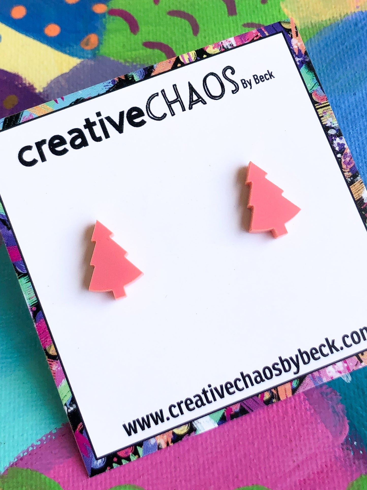 Mini Acrylic Christmas Tree Stud Earring (113)