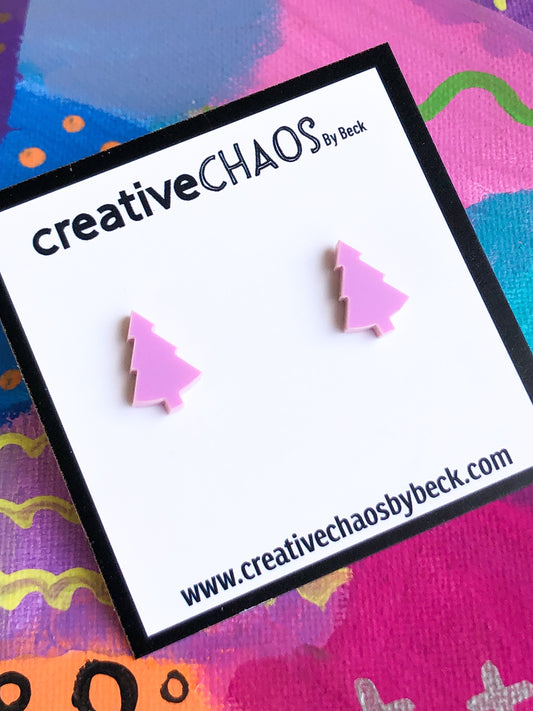 Mini Acrylic Christmas Tree Stud Earring (102)