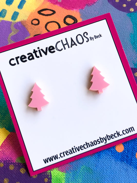 Mini Acrylic Christmas Tree Stud Earring (108)