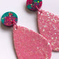 Pink Holographic Drop Dangle