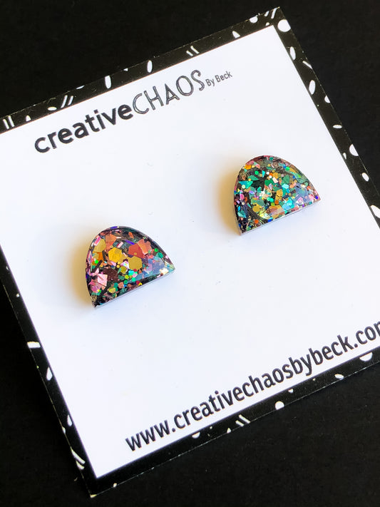 Multi Coloured Glitter Midi Stud