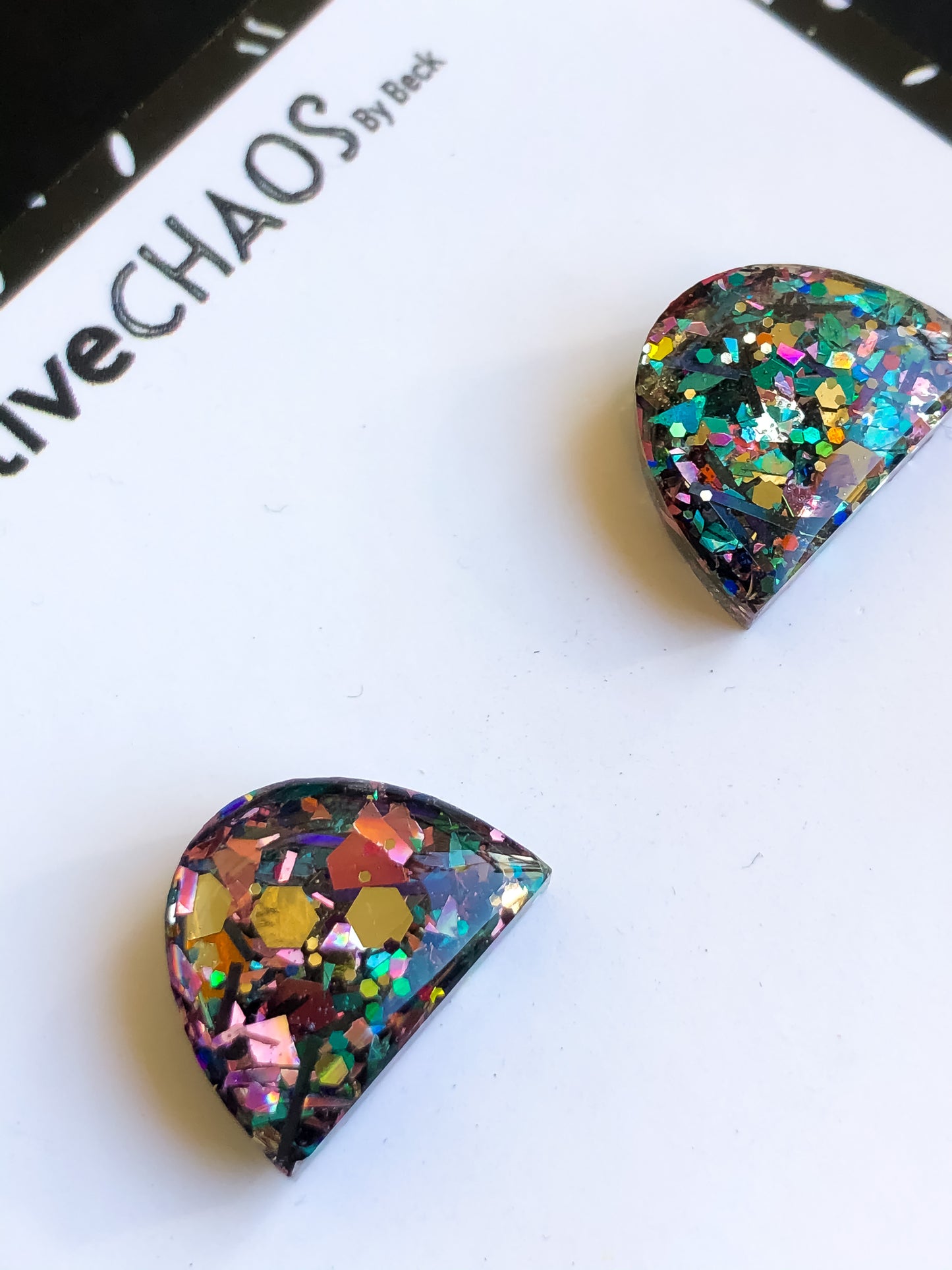 Multi Coloured Glitter Midi Stud