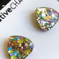 Multi Coloured Glitter Rounded Triangle Stud
