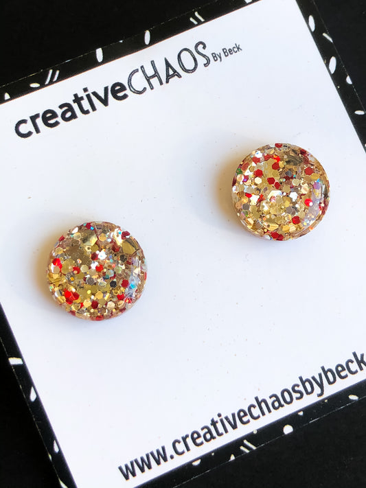 Multi Coloured Glitter Midi Stud
